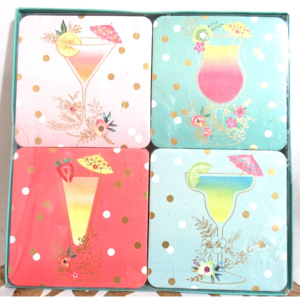 LADY JAYNE LTD. TROPICAL COCKTAIL COASTERS WITH RECIPES SET OF 12